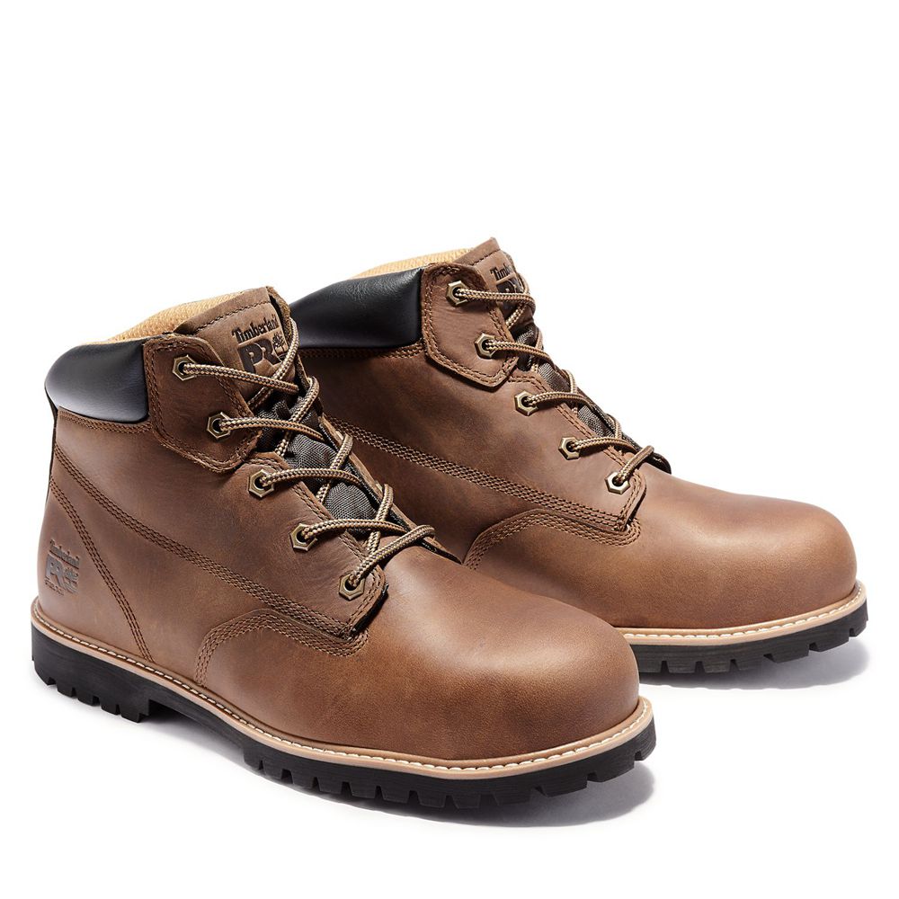 Timberland Μποτακια Εργασίας Ανδρικα Καφε - Pro® Gritstone Steel Toe - Greece 7014386-MP